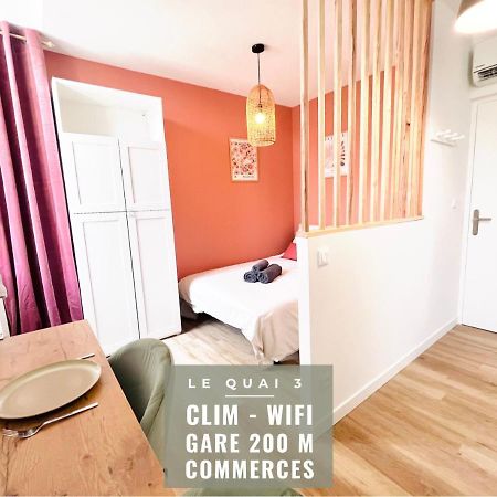 Le Quai 3 - Studio Neuf Lumineux Calme - Clim - Wifi - Gare A 200M アジャン エクステリア 写真